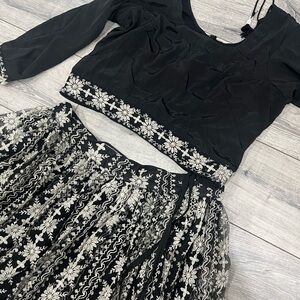 Black and White Embroidered Two-Piece Set lehenga